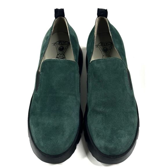 Fly London PECE406FLY Forest Green Wedge Loafer Womens EU 38 US 7.5-8 New $260 - Picture 2 of 10